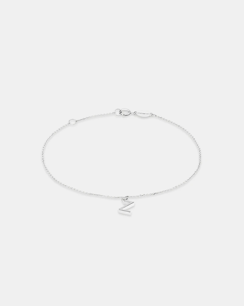 19cm (7.5") Z Initial Bracelet in Sterling Silver