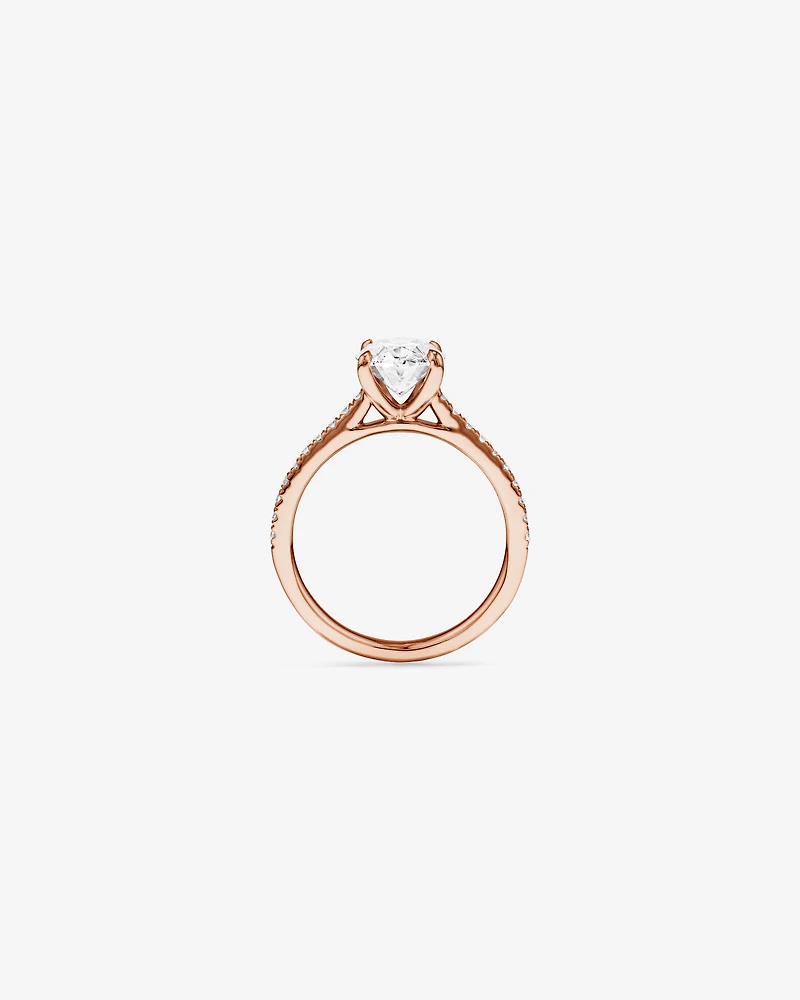 2.20 Carat TW Oval Cut Laboratory-Grown Diamond Engagement Ring 14kt Rose Gold