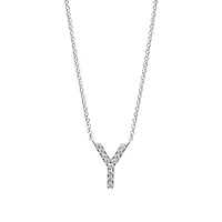 Y Initial Necklace with 0.10 Carat TW of Diamonds in 10kt White Gold