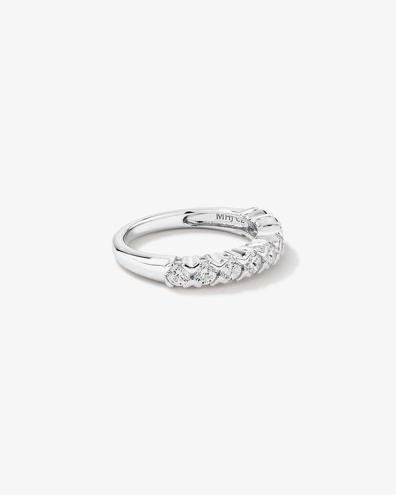 Round Cubic Zirconia Half Eternity Band in Sterling Silver