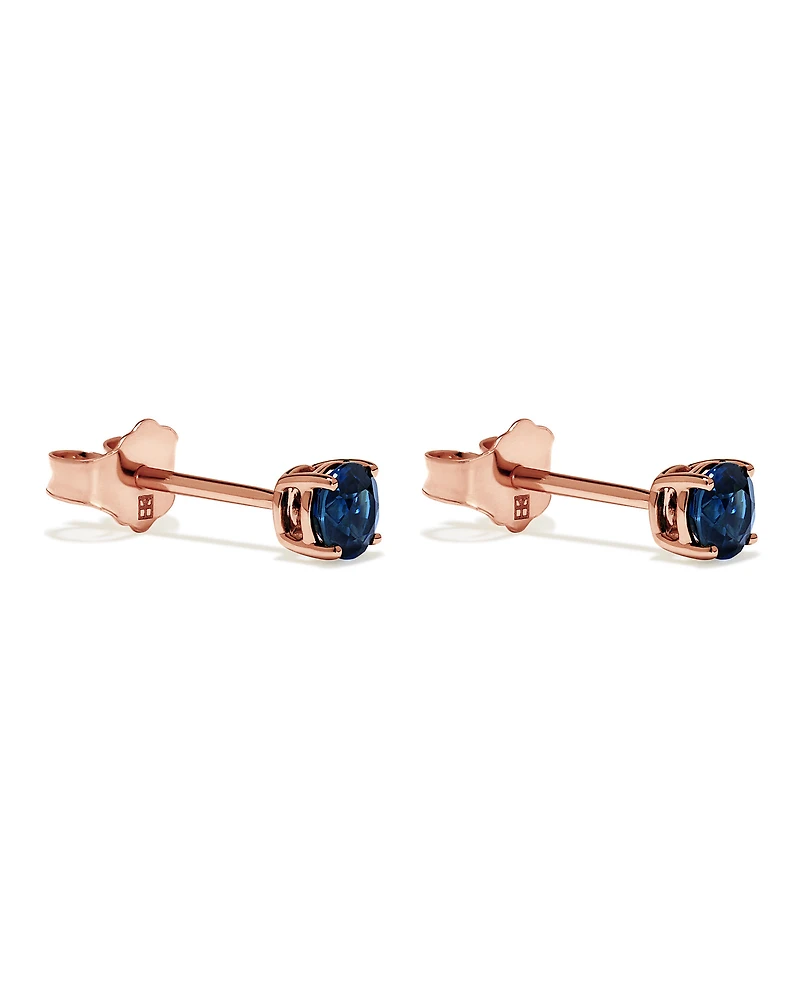 Australian Sapphire Round Stud Earrings in 10kt Rose Gold