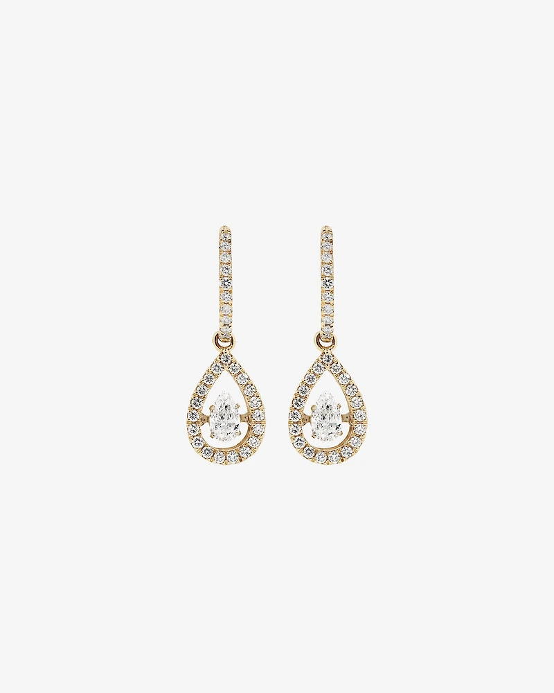Lume Lab Huggie Earrings with 1.00 Carat TW Pear & Round Brilliant Laboratory-Grown Diamonds in 10kt Yellow Gold