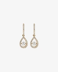 Lume Lab Huggie Earrings with 1.00 Carat TW Pear & Round Brilliant Laboratory-Grown Diamonds in 10kt Yellow Gold