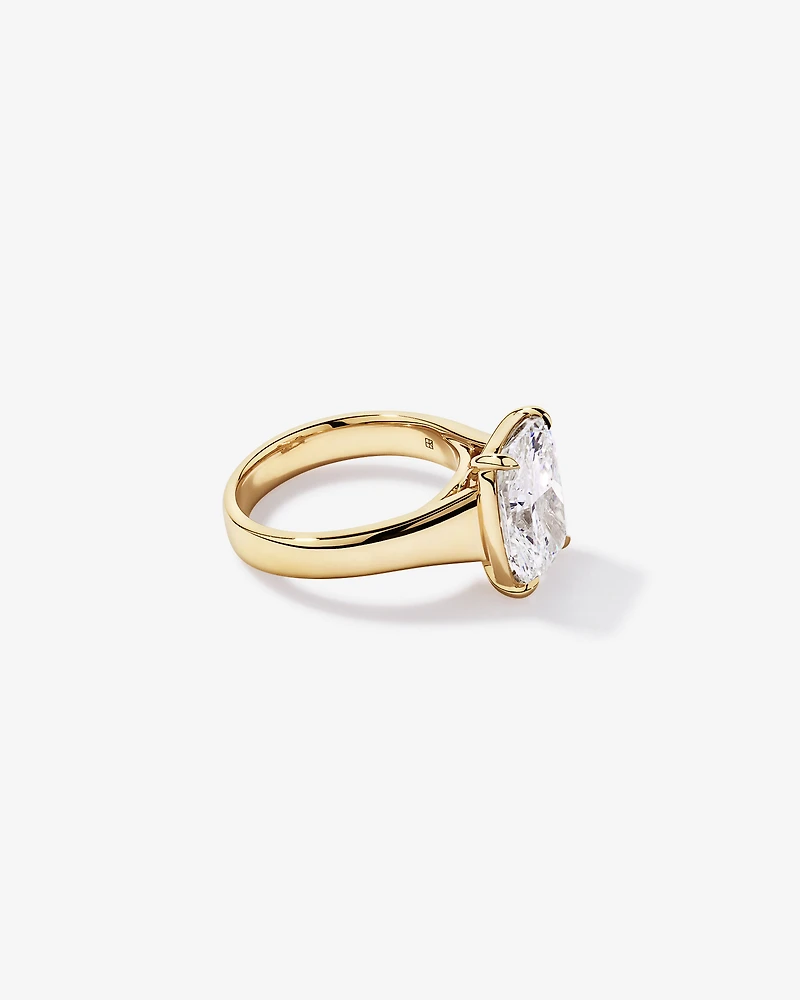 Bague de fiançailles en or jaune 14 carats diamant à coussin allongé cultivé laboratoire 5,00