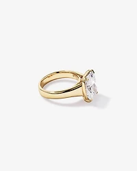 Bague de fiançailles en or jaune 14 carats diamant à coussin allongé cultivé laboratoire 5,00