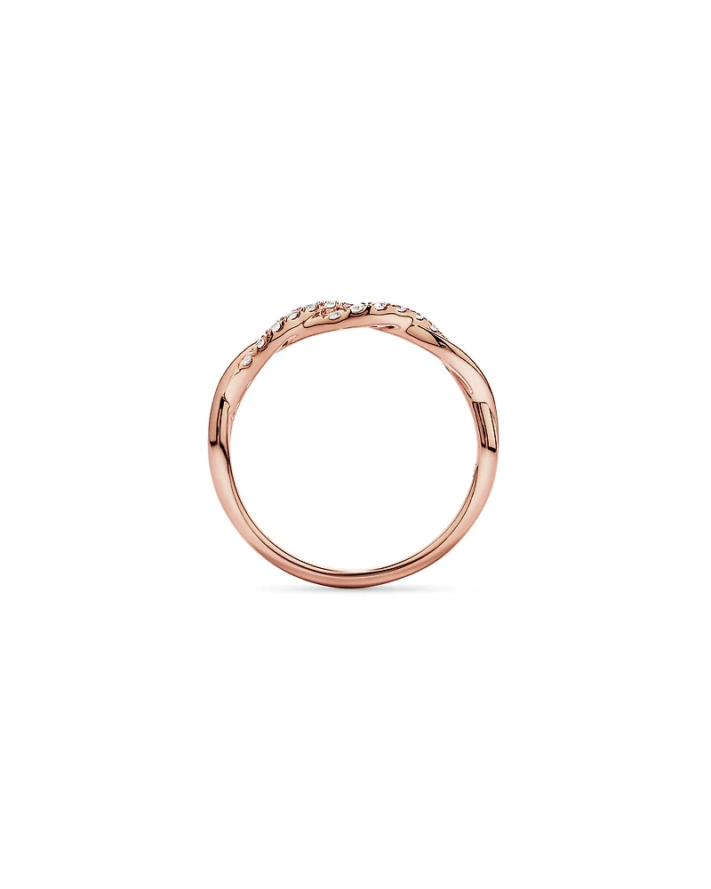 Alliance torsadée en or rose 14 carats sertie d'un diamant rond brillant de 0,16 carat, cultivé laboratoire
