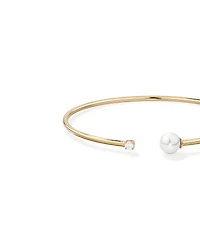 Cultured Freshwater Pearl and Diamond Torque Bangle in 10kt Yellow Gold