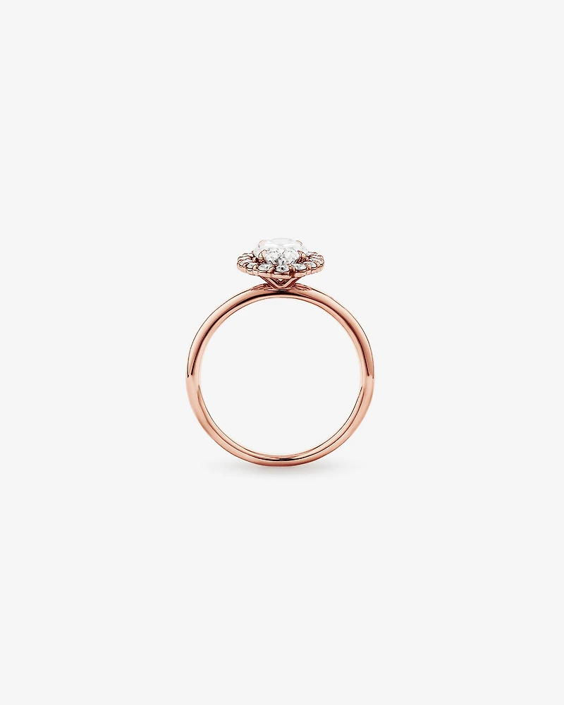 1.46 Carat TW Oval Cut Laboratory-Grown Diamond Halo Engagement Ring in 14kt Rose Gold