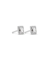 0.46 Carat TW Emerald Diamond Halo Stud Earrings in 10kt White Gold