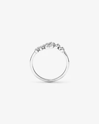 Cubic Zirconia Open Bypass Vine Ring in Sterling Silver
