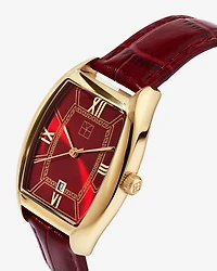 Gold-Tone Lunar New Year Watch with Red Leather Strap