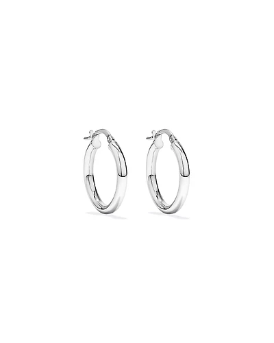 15mm Round Hoop Earrings in Sterling Silver