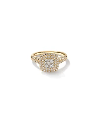 0.65 Carat TW Cushion Shaped Cluster Halo Diamond Ring in 10kt Yellow Gold