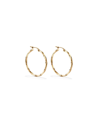 28mm Square Twist Hoop Earrings in 10kt Yellow Gold