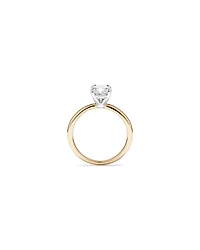 Bague de fiançailles solitaire en or jaune et blanc 14 carats, taille ovale, diamant de synthèse de 1,75 carat poids total total