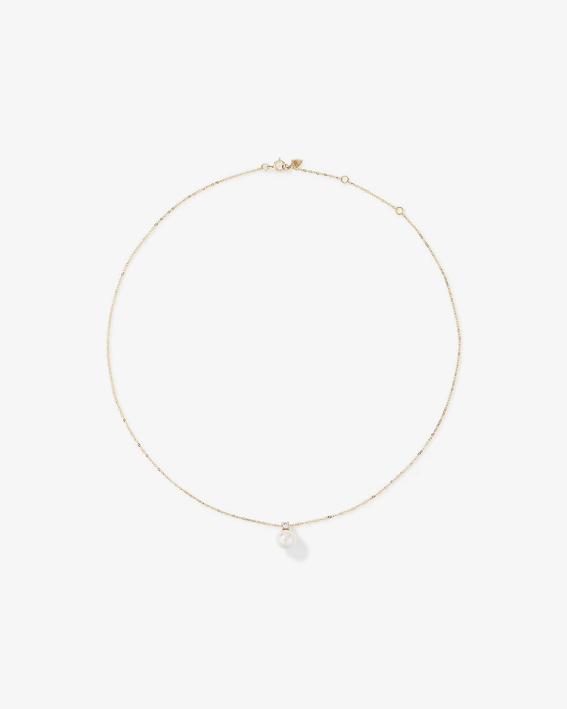 Cultured Freshwater Pearl and Diamond Pendant in 10kt Yellow Gold