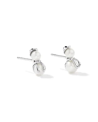 Snowman Stud Earrings with Cultured Freshwater Pearls in Sterling Silver
