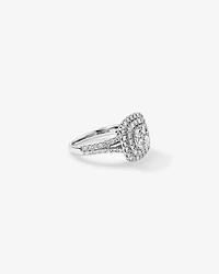 1.30 Carat TW Cushion Shaped Cluster Halo Diamond Ring in 10kt White Gold