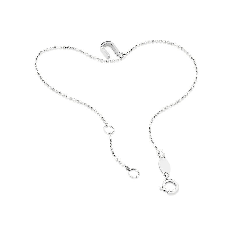 19cm (7.5") U Initial Bracelet in Sterling Silver