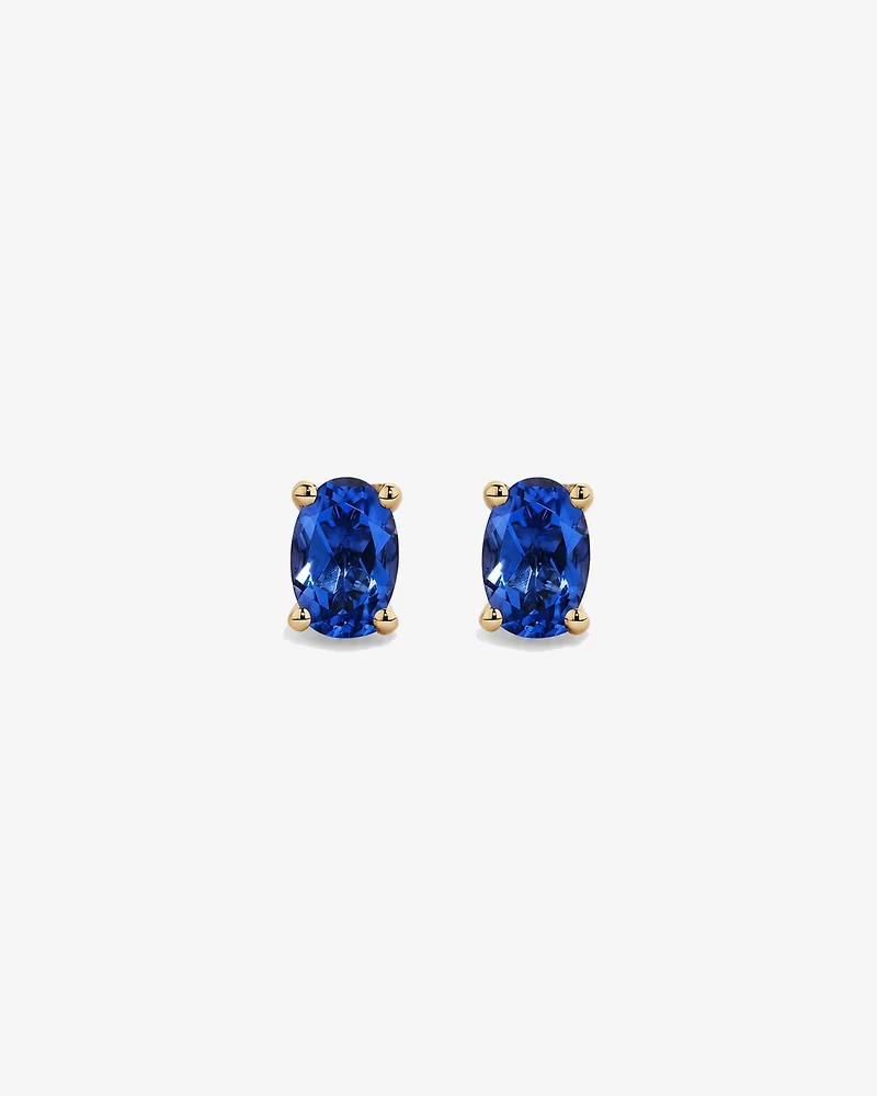 Oval Sapphire Stud Earrings in 10kt Yellow Gold