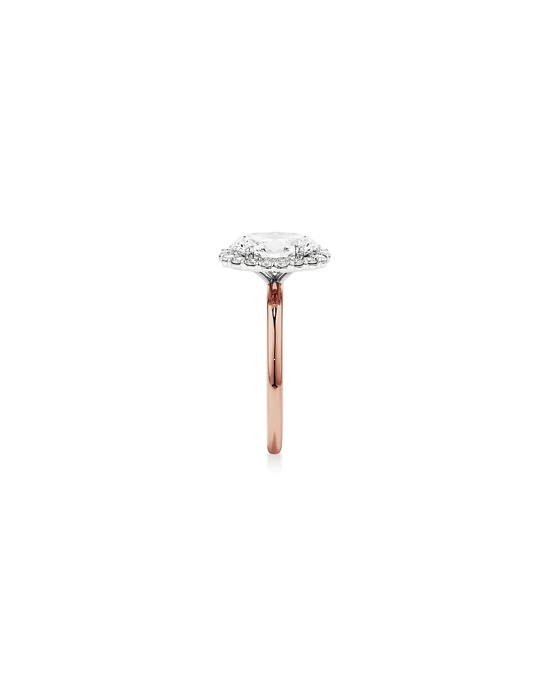 2.34 Carat TW Oval Cut Laboratory-Grown Diamond Halo Engagement Ring in 14kt Rose Gold