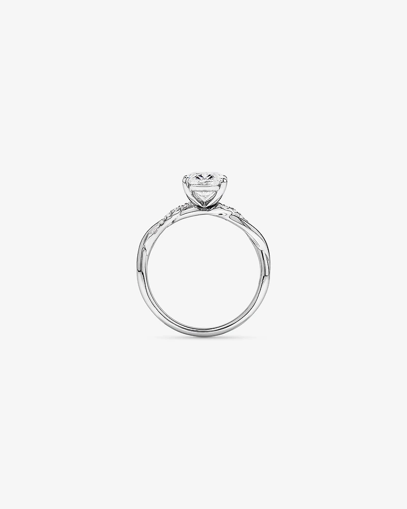 Bague de fiançailles torsadée en or blanc 14 carats, sertie d'un diamant ovale 2,10 carats cultivé laboratoire