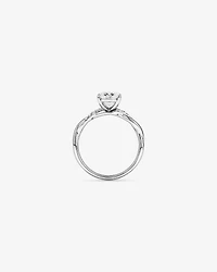 Bague de fiançailles torsadée en or blanc 14 carats, sertie d'un diamant ovale 2,10 carats cultivé laboratoire
