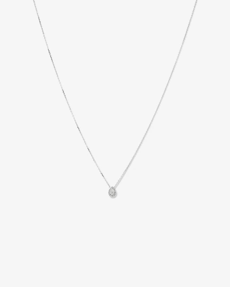 0.23 Carat TW Pear Diamond Halo Pendant in 10kt White Gold