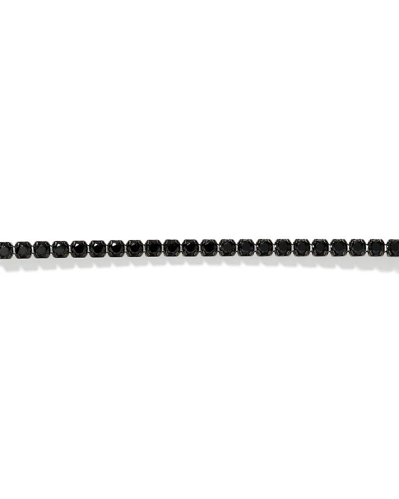 Black Spinel Tennis Necklace in Sterling Silver