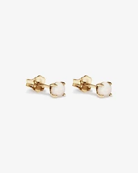 Australian Opal Round Birthstone Stud Earrings in 10kt Yellow Gold