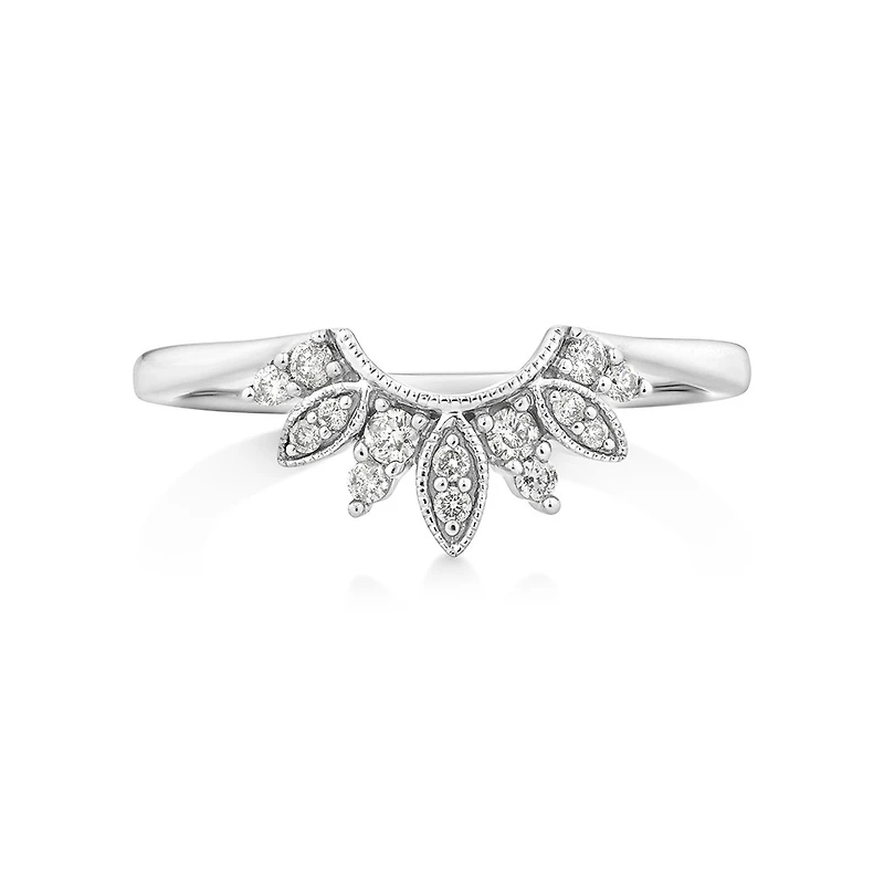 Bague de mariage avec 0,14 carat TW de diamants en or blanc 14kt