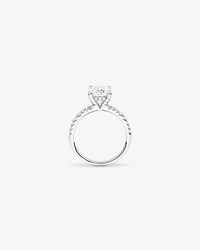 Bague de fiançailles en diamant ovale taillé laboratoire 3,50 carats or blanc 18