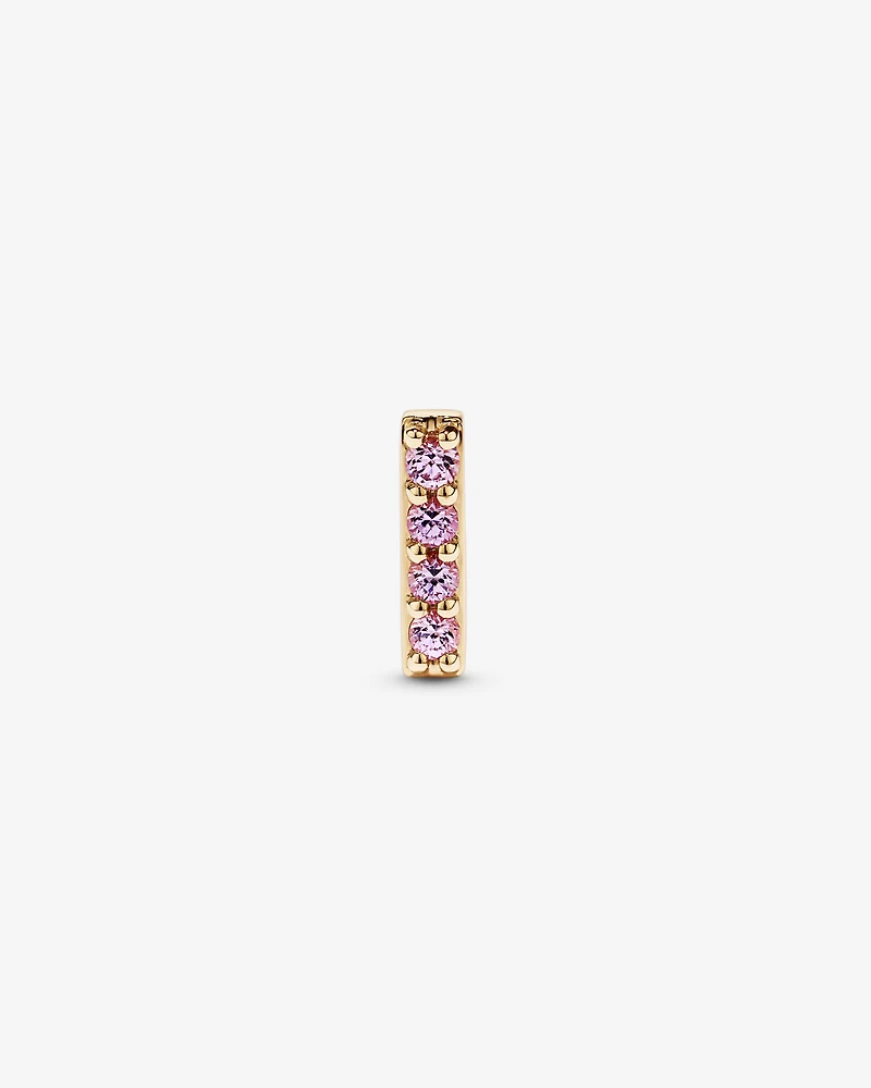 Pink Sapphire Bar Helix Single Stud Earring in 10kt Yellow Gold