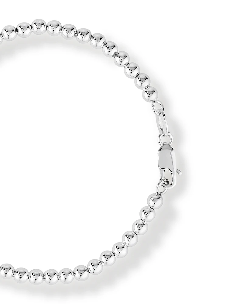 Bracelet en argent sterling avec perles et cœur de 19 cm.