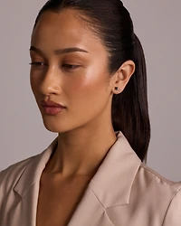 Pear-Cut White Sapphire and Emerald-Cut London Blue Topaz Toi Et Moi  Earrings in 10kt Yellow Gold