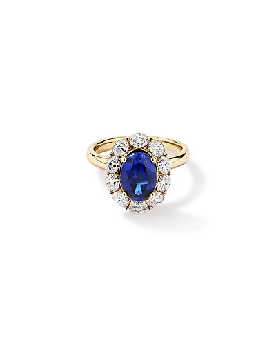 Created Sapphire & 0.97 Carat TW Laboratory-Grown Diamond Ring 10kt Gold