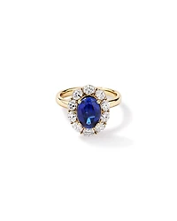 Created Sapphire & 0.97 Carat TW Laboratory-Grown Diamond Ring 10kt Yellow Gold