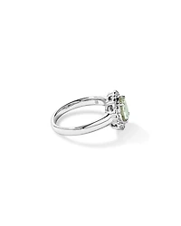 Green Amethyst & 0.20TW of Diamond Halo Ring 10kt Gold