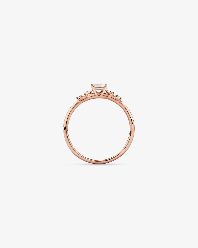 0.20TW Emerald Cut and Round Brilliant Laboratory-Grown Diamond Promise Ring 10kt Rose Gold