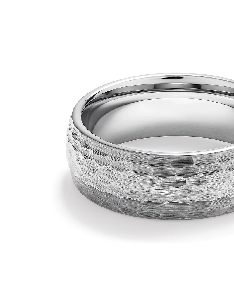 8mm Hammered Wedding Band in Tungsten