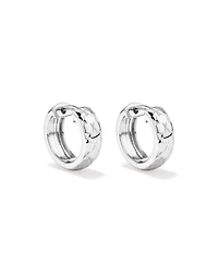 Diamond Cut Texture Huggie Hoop Earrings in Sterling Silver