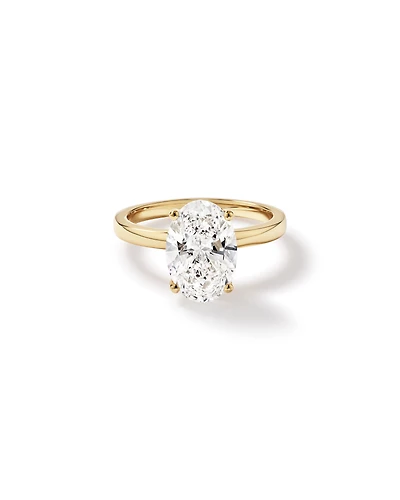 Bague solitaire en or jaune 18 carats avec diamant de laboratoire taille ovale 3,10