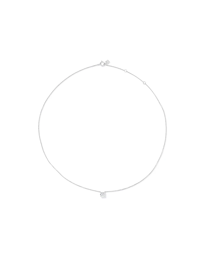 Collier solitaire brillant en diamant de laboratoire 0.50TW en argent