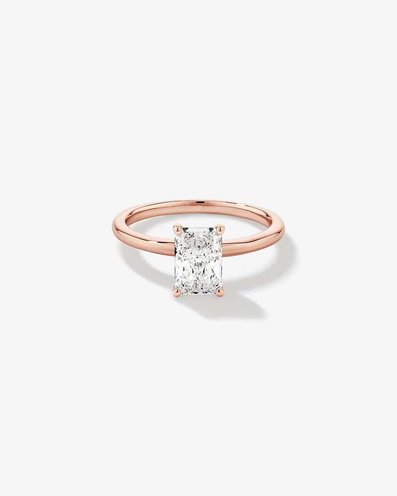 1.25 Carat TW Radiant Laboratory-Grown Diamond Solitaire Engagement Ring in 14kt Rose Gold