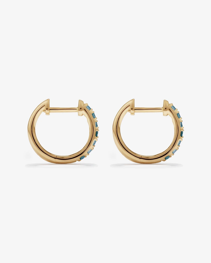 Créoles à topaze bleu de Londres en or jaune 10 carats