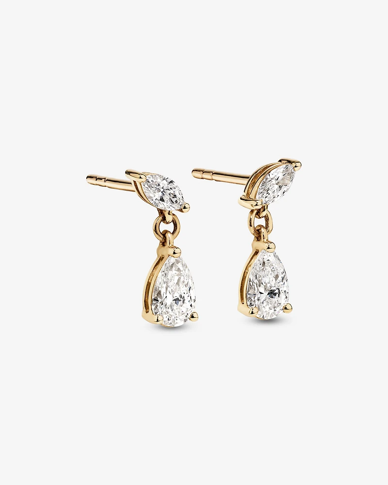 0.77 Carat TW of Laboratory-Grown Diamond Drop Earrings in 10kt Yellow Gold