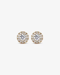 0.50 Carat TW Round Brilliant Laboratory-Grown Diamond Halo Stud Earrings in 10kt Yellow Gold