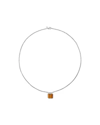 Tiger’s Eye Square Pendant Necklace in Sterling Silver