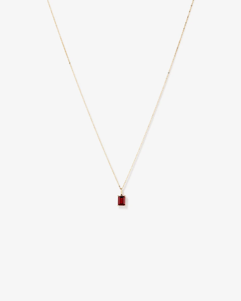 Emerald Cut Red Garnet Gemstone Pendant Necklace in 10kt Yellow Gold