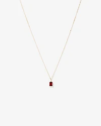 Emerald Cut Red Garnet Gemstone Pendant Necklace in 10kt Yellow Gold